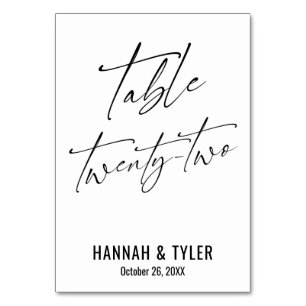 Contemporary Elegant Typography Table Twenty-Two Number