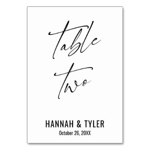 Contemporary Elegant Typography Table Two Number