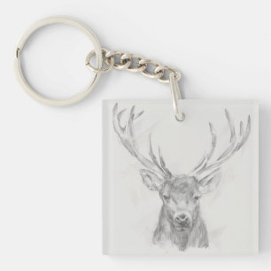 Contemporary Elk Sketch Keychain