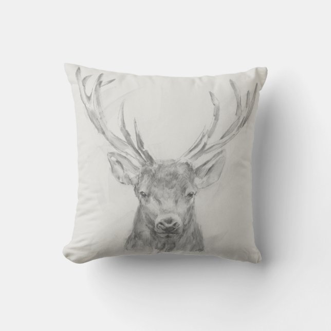 Contemporary Elk Sketch Throw Pillow (Front)