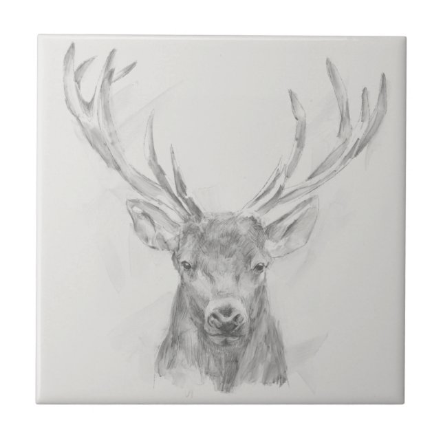 Contemporary Elk Sketch Tile (Front)