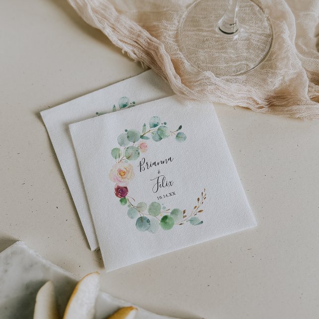 Contemporary Eucalyptus Floral Wedding Napkin (Creator Uploaded)
