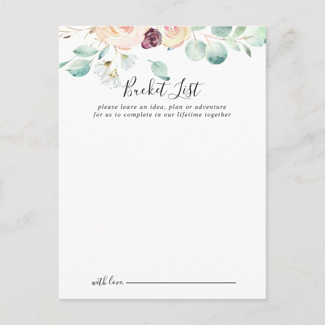 Contemporary Eucalyptus Wedding Bucket List Cards (Front)