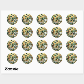 Contemporary exotic animals and birds 1 gold classic round sticker