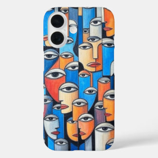 Contemporary Faces Art iPhone 16 Case