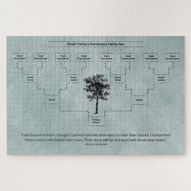 Contemporary Family Tree: Grey-Green Jigsaw Puzzle (Horizontal)