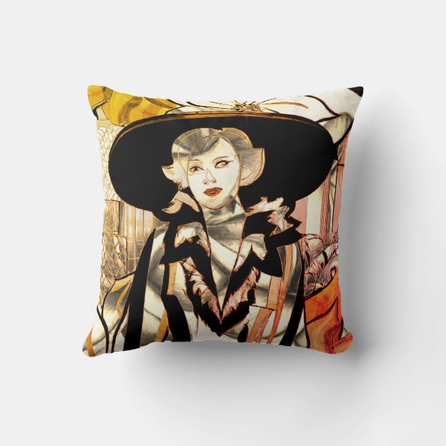 Contemporary Fashion Model Throw Pillow (Back)