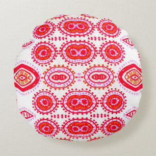 Contemporary Fashion Template. Red Folklore Boho G Round Pillow