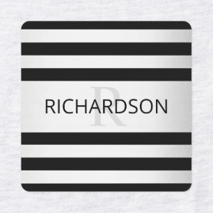 Contemporary Faux Silver Ombre Stripes & Black