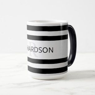 Contemporary Faux Silver Ombre Stripes & Black Magic Mug