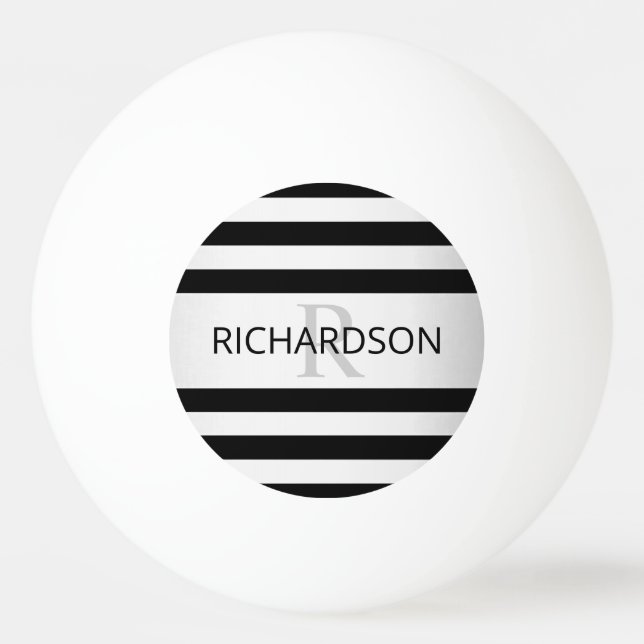 Contemporary Faux Silver Ombre Stripes & Black Ping Pong Ball (Front)