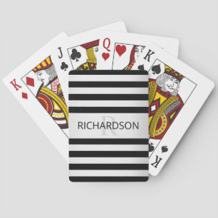 Contemporary Faux Silver Ombre Stripes & Black Playing Cards