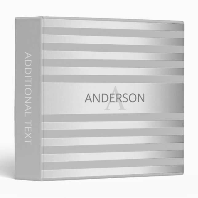 Contemporary Faux Silver Ombre Stripes & Grey Binder (Front/Spine)