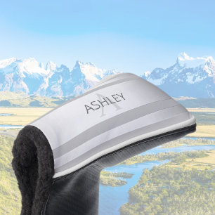 Contemporary Faux Silver Ombre Stripes & Grey Golf Head Cover