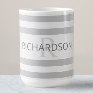 Contemporary Faux Silver Ombre Stripes & Grey Magic Mug