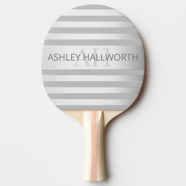 Contemporary Faux Silver Ombre Stripes & Grey Ping Pong Paddle (Front)