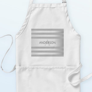 Contemporary Faux Silver Ombre Stripes & Grey Standard Apron