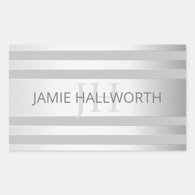 Contemporary Faux Silver Ombre Stripes & Grey Sticker (Front)