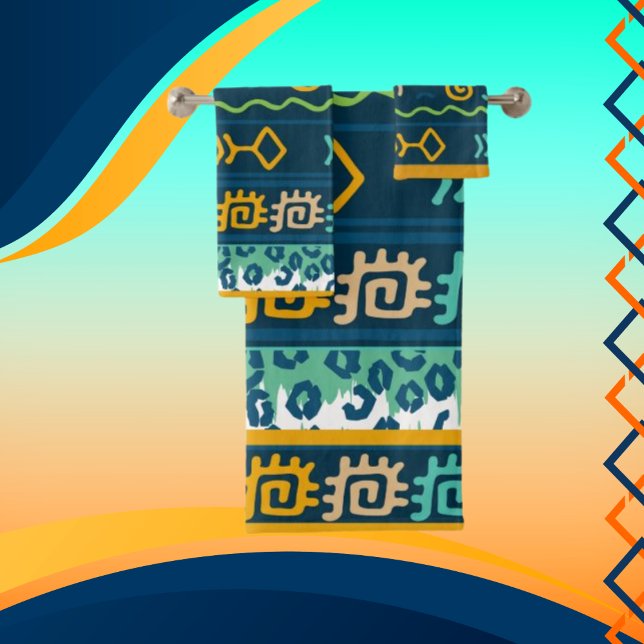 Contemporary Fish Graphics and Geometrics  Bath Towel Set (Creator Uploaded)