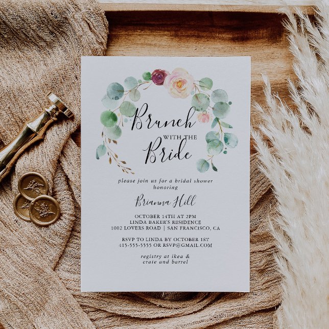 Contemporary Floral Brunch with the Bride Shower Invitation (Creator Uploaded)