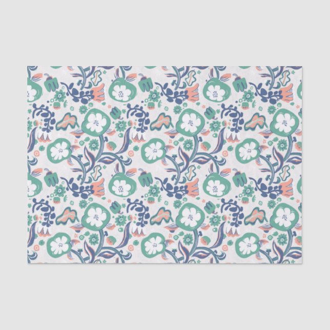 Contemporary Floral Doodle Print Tissue Paper (Front)