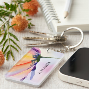 Contemporary Floral Optional Custom Name Keychain