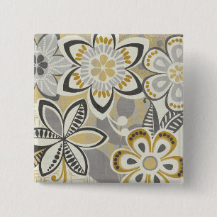 Contemporary Floral Patterns 2 Inch Square Button