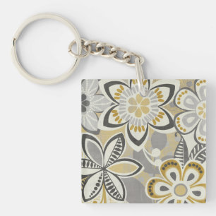 Contemporary Floral Patterns Keychain