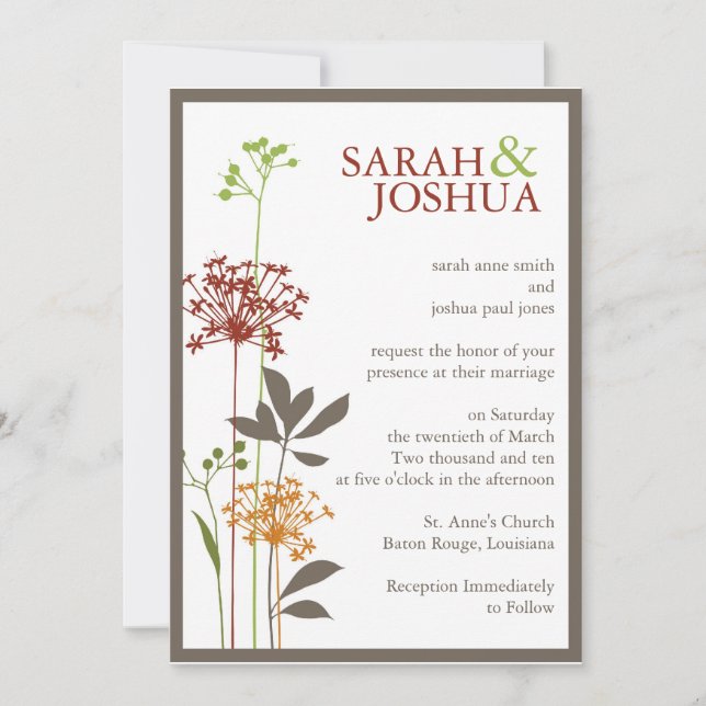 Contemporary Floral Wedding Invitation (Front)