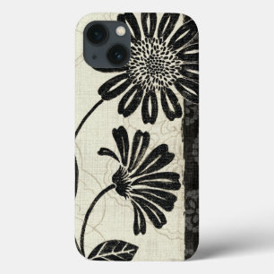 Contemporary Florals in Black and White iPhone 13 Case