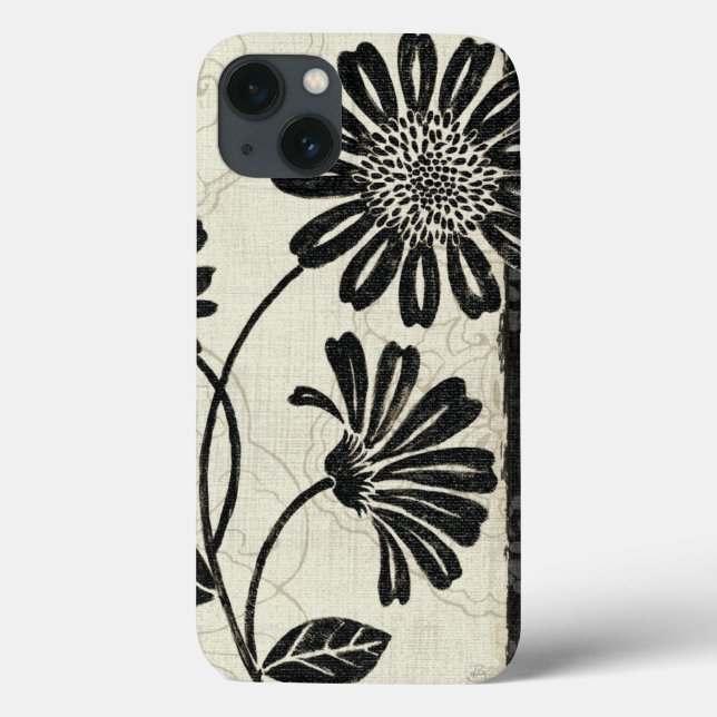 Contemporary Florals in Black and White Case-Mate iPhone Case (Back)