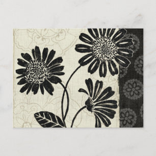 Contemporary Florals in Black and White Postcard