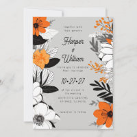 Contemporary flowers black, white, orange wedding