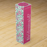 Contemporary Flowers Bridesmaids Wine Gift Box<br><div class="desc">Pop the question to your Bridesmaids with this abstract flower Wine Gift Box. Inspired by vintage 1930s decor, this contemporary floral print was updated with today's trendy shades of hot pink and mint green. This Wine Gift Box has a pale mint green background with a repeating pattern of contemporary flowers...</div>