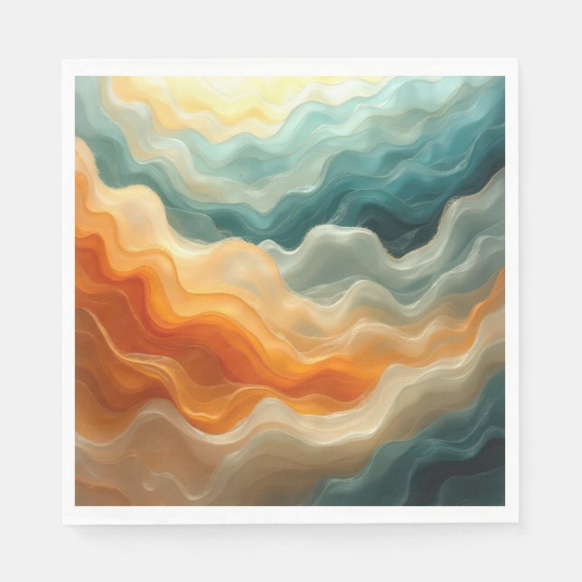 Contemporary Fluid Wave Abstract Napkin (Front)