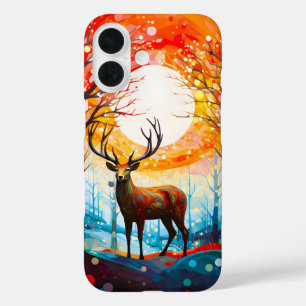 Contemporary Forest Wild Deer iPhone 16 Case