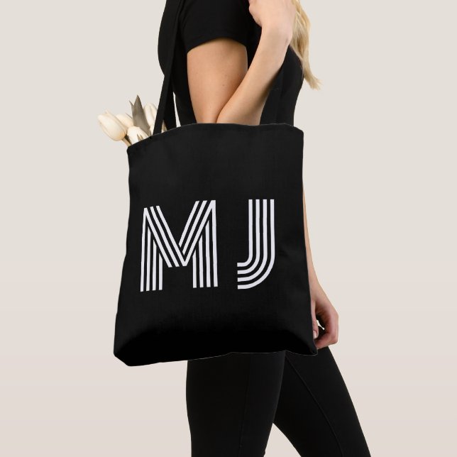 Contemporary Fun Font Black Personalized Tote Bag (Close Up)