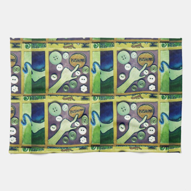 Contemporary Fun Mosaic Art Print – A Playful   Kitchen Towel (Horizontal)