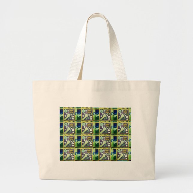 Contemporary Fun Mosaic Art Print – A Playful   Large Tote Bag (Front)