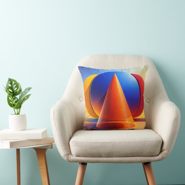 Contemporary Geometric Abstract Wall Art  Throw Pillow (Chair)