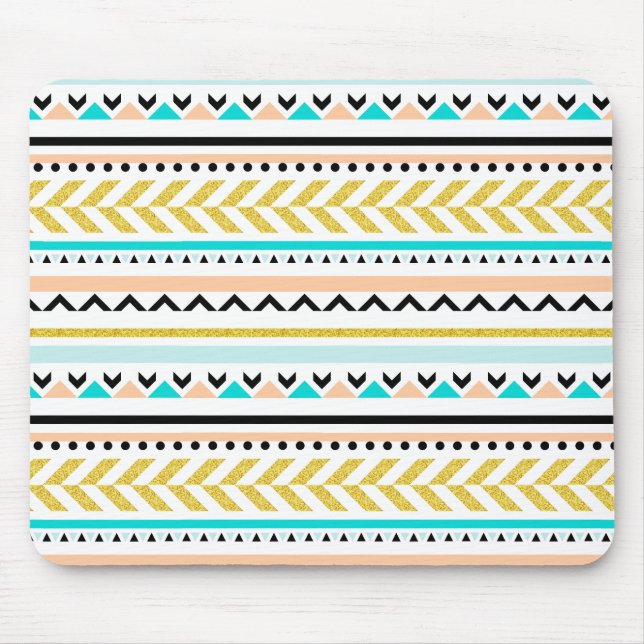 Contemporary Geometric Aztec Inspired Pattern Mouse Pad (Front)