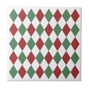 Contemporary geometric Burgundy red and green  Tile