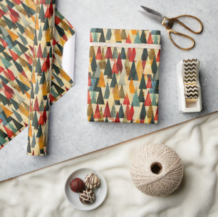 Contemporary Geometric Christmas Tree Pattern Wrapping Paper