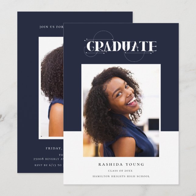 Contemporary Geometric Graduation Invitation (Front/Back)