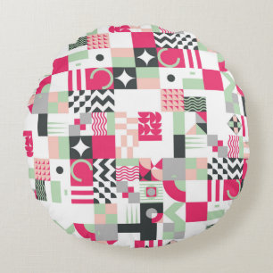 Contemporary geometric mosaic seamless pattern wit round pillow