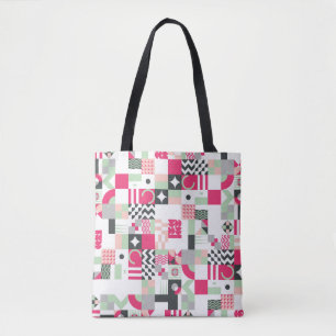 Contemporary geometric mosaic seamless pattern wit tote bag