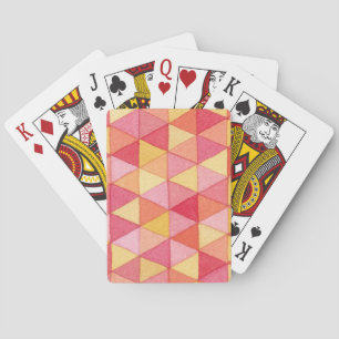 Contemporary Geometric Watercolor Triangle Pattern Playing Cards