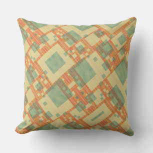 Contemporary Geometrics Faded Green, Rust, Wheat Throw Pillow