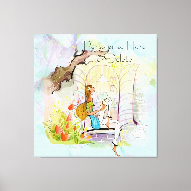 Contemporary Girl and Tree Stretched Canvas Print (Front)