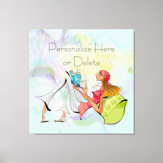 Contemporary Girl Reading Stretched Canvas Print (Front)